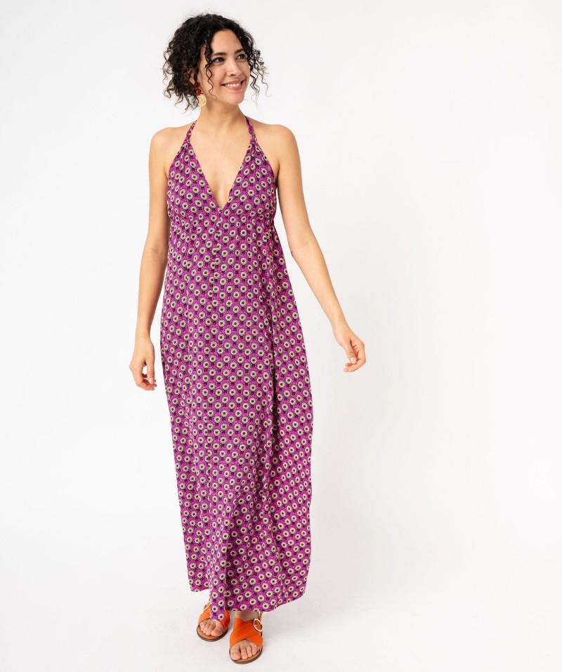 Robe longue à fines bretelles et dos nu femme[MISSING]